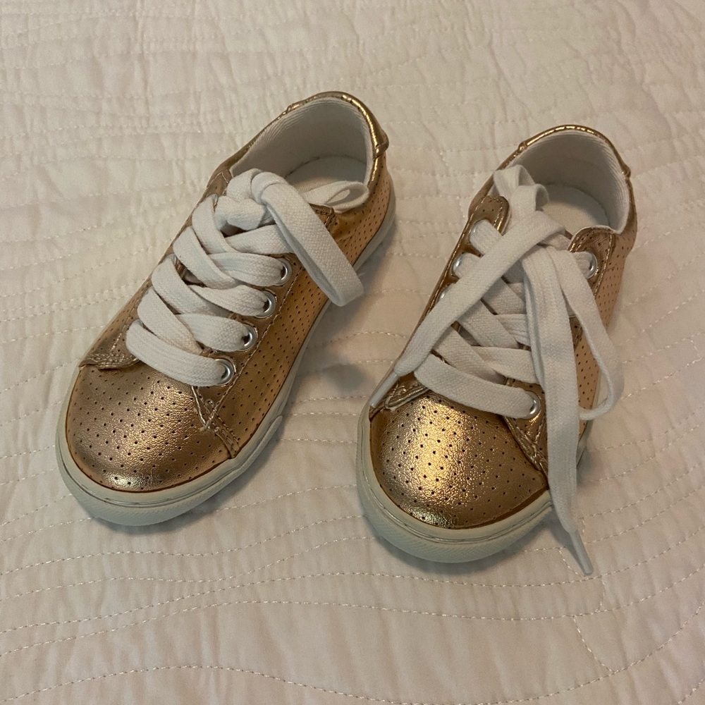 Janie and Jack Metallic Gold Kids Sneakers